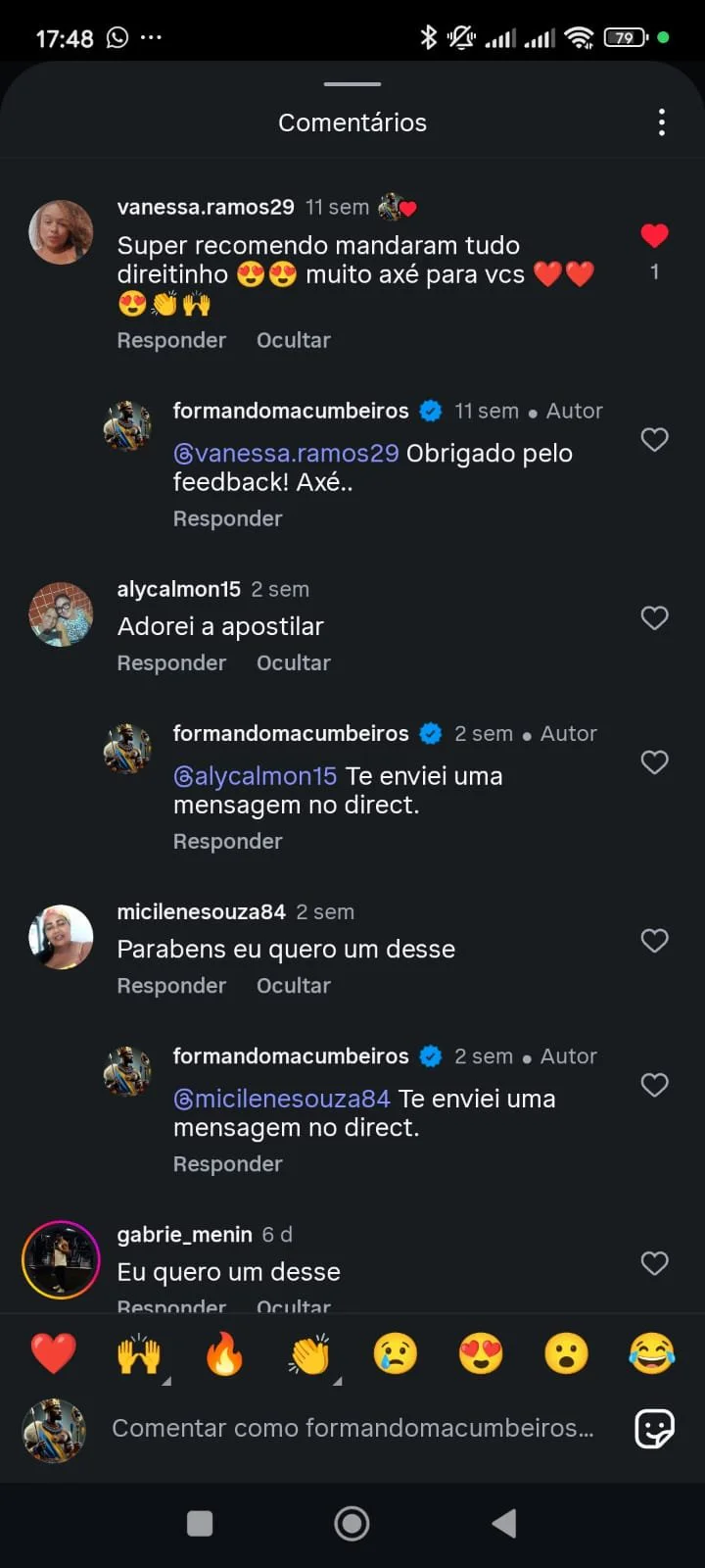 Feedback real publicado no Instagram
