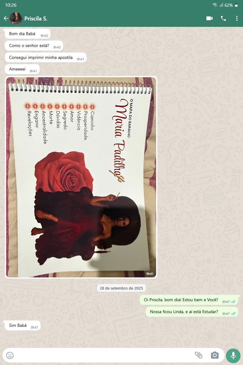 Conversa real com aluna pelo WhatsApp
