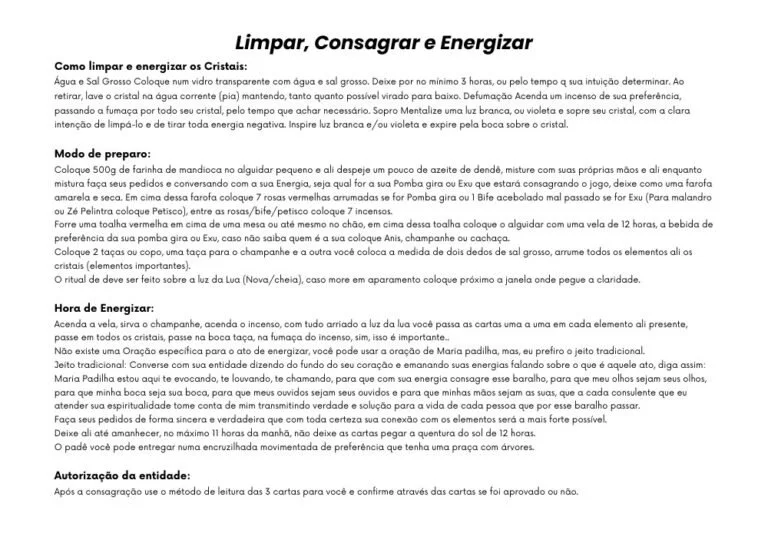 Página 20 do material de apoio do Baralho de Maria Padilha